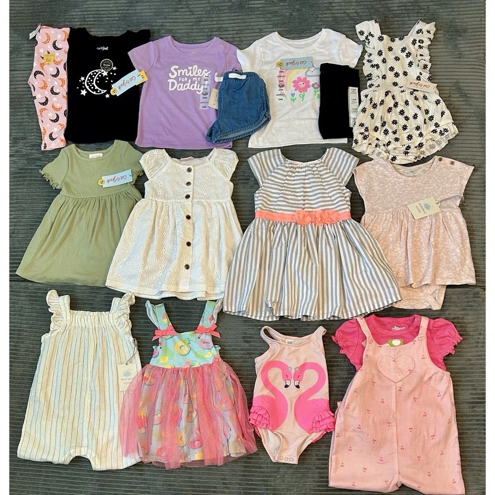 Huge Lot Baby Girls Clothes 18 24 Months NEW & EUC Summer Carters Dress Shorts